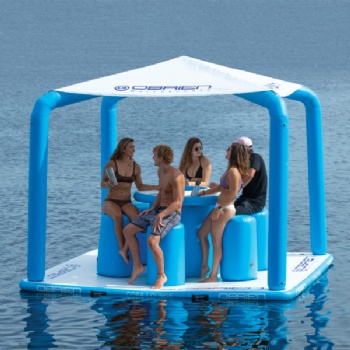 inflatable floating pontoon dock water platform Cabana Raft Lounge with Removable Canopy