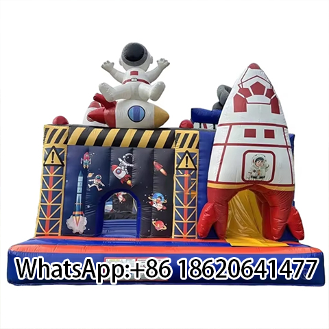 Large Astronaut Themed Outdoor Inflatable Bounce House Obstacle Course Slide