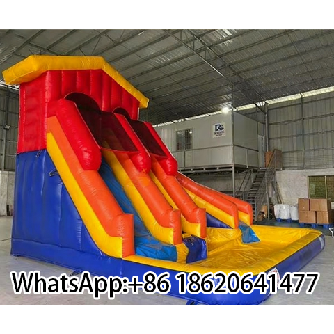 Hot Sale Outdoor Inflatable Water Slides with Pool and Double Slide for Kids