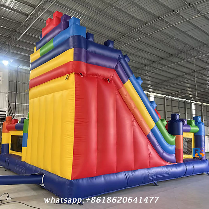 Brick-Themed Inflatable Castle Slide fun inflatable combo bounce house with slide