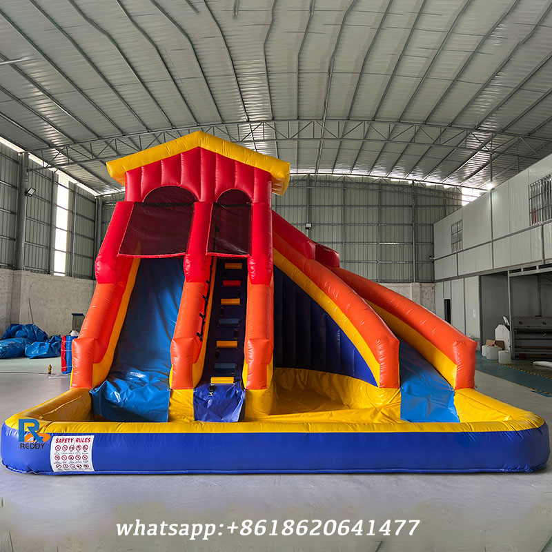 Dual-Lane Inflatable Water Slide inflatable swimming pool with slide