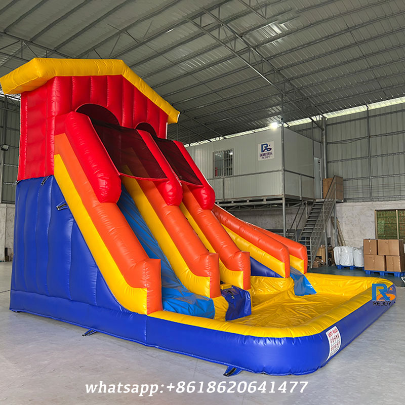 Dual-Lane Inflatable Water Slide inflatable swimming pool with slide