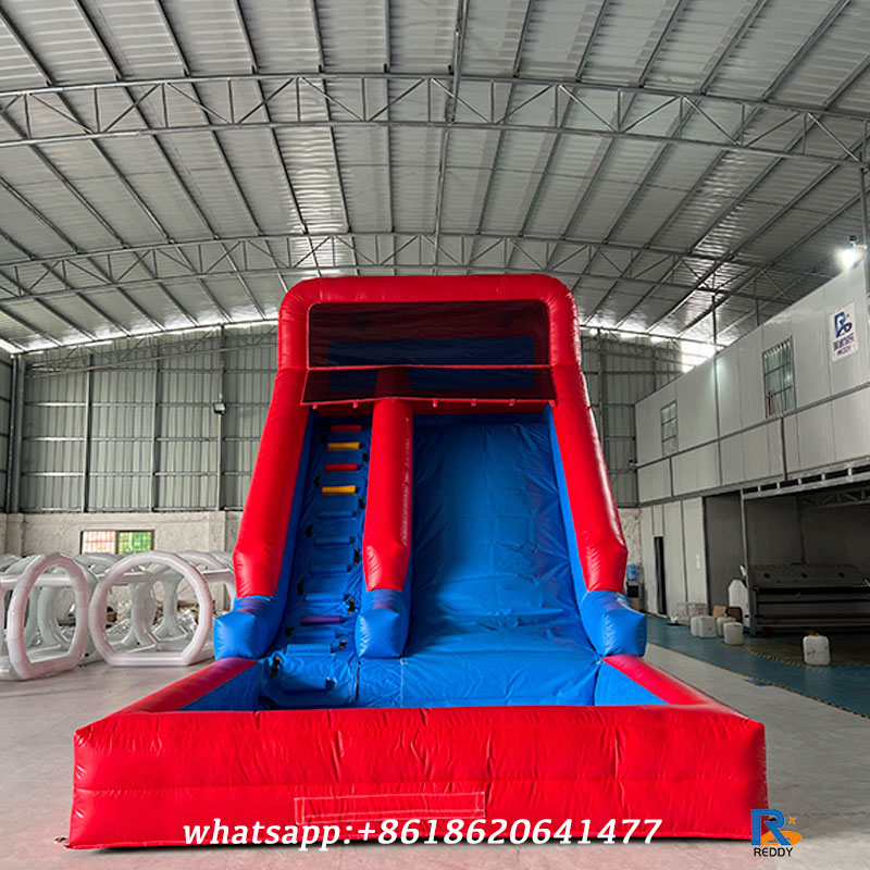 red-and-blue inflatable slide inflatable swimming pool with slide