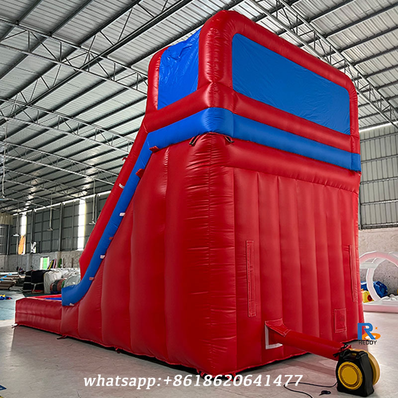 red-and-blue inflatable slide inflatable swimming pool with slide