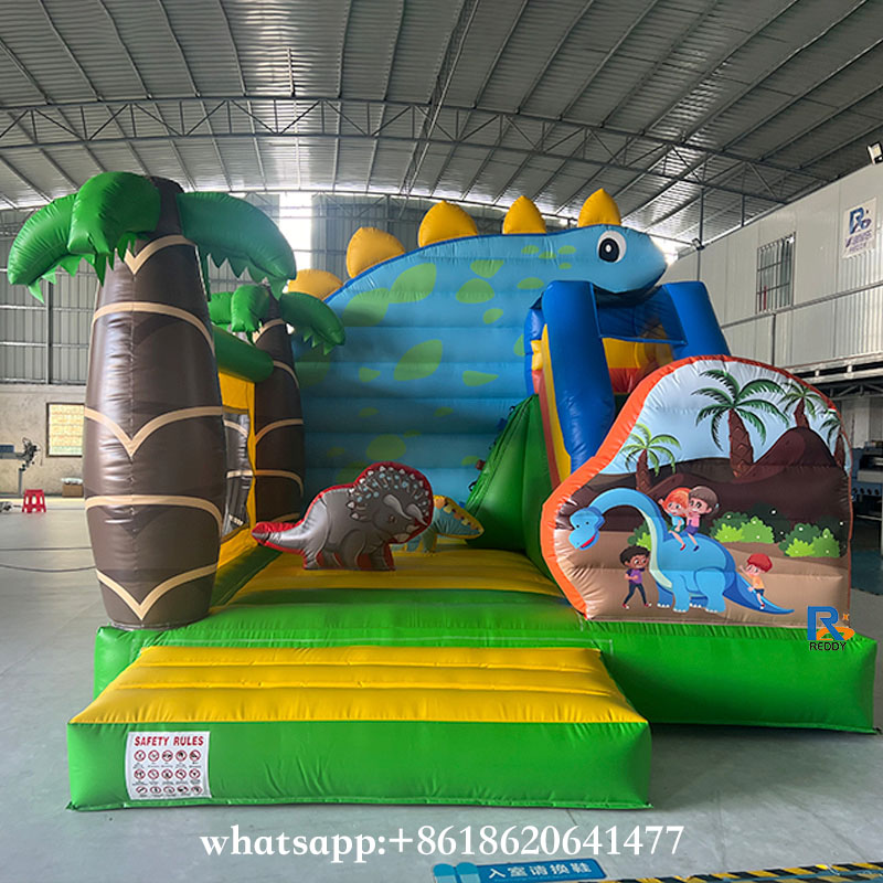 Dinosaur Jungle Inflatable Bounce House with slide inflatable air castle