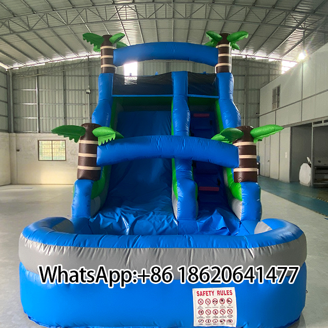 Inflatable Water Slide with Palm Tree Decor: Ideal for Outdoor Parties
