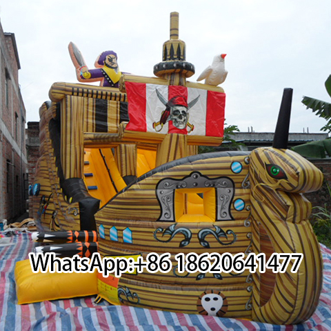 Pirate-Themed Inflatable Play Castle:Ship Design with Slide