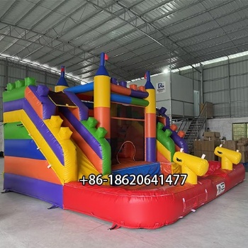 Double Slide Building Blocks Themed Inflatable Water Park with Splash Pool for Ultimate Summer Fun
