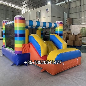 PVC Rainbow Bounce House with Jumping Castle and Water Pit for Kids’ Outdoor Fun and Entertainment
