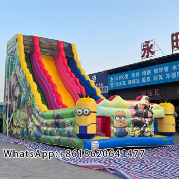Minions Inflatable Dry Slide with CartoonTheme and Outdoor Play Area
