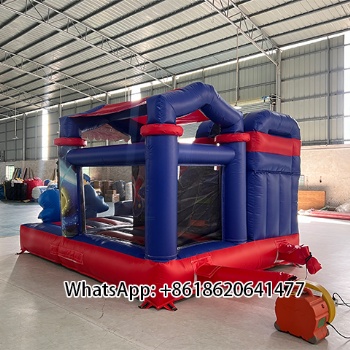 Mario Inflatable Dry Slide with Cartoon Mushroom Theme and Outdoor Play Area
