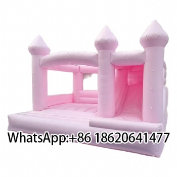 Pink Inflatable Bounce House with Slide Bouncy Castle for Kids Birthday Wedding Party
