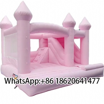 Pink Inflatable Bounce House with Slide Bouncy Castle for Kids Birthday Wedding Party