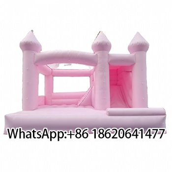Pink Inflatable Bounce House with Slide Bouncy Castle for Kids Birthday Wedding Party