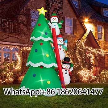 Christmas Inflatable Snowman Climbing Tree with  Air Blower For Outdoor