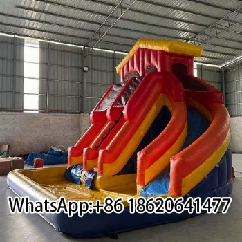 Hot Sale Outdoor Inflatable Water Slides with Pool and Double Slide for Kids