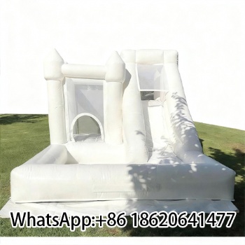High Quality Inflatable Bounce House White Castle with Slide and Pool for Kids