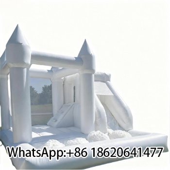 High Quality Inflatable Bounce House White Castle with Slide and Pool for Kids