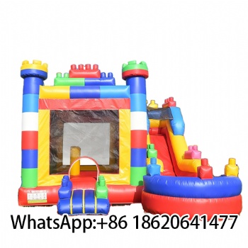 Top Quality Jumping Castle Inflatable Brick Style Bouncy House with Slide Combo for Kids