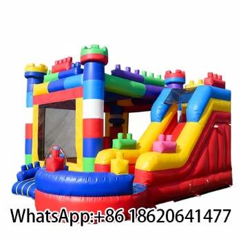 Top Quality Jumping Castle Inflatable Brick Style Bouncy House with Slide Combo for Kids