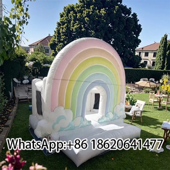 Hot Sale PVC Rainbow Inflatable Bounce House Elegant Jumping Castle for Wedding Events