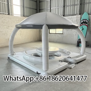 Top Selling Inflatable White Buoyant Tent House Floating Dock for Water Park