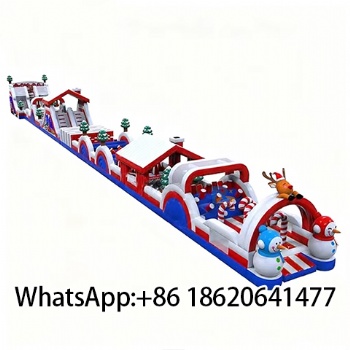 Fun Festive PVC Inflatable Obstacle Course Christmas Themed for Outdoor Activities