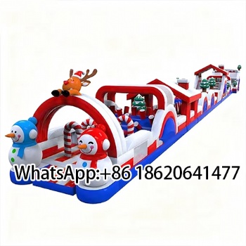 Fun Festive PVC Inflatable Obstacle Course Christmas Themed for Outdoor Activities