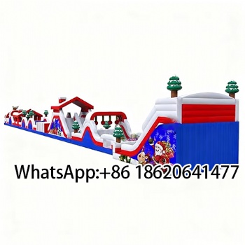 Fun Festive PVC Inflatable Obstacle Course Christmas Themed for Outdoor Activities