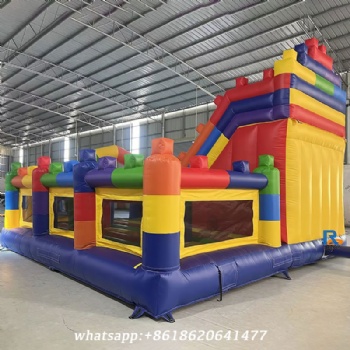 Brick-Themed Inflatable Castle Slide fun inflatable combo bounce house with slide