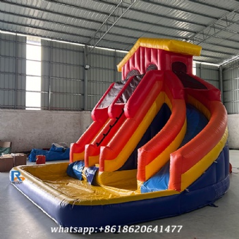 Dual-Lane Inflatable Water Slide inflatable swimming pool with slide