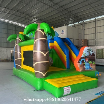 Dinosaur Jungle Inflatable Bounce House with slide inflatable air castle