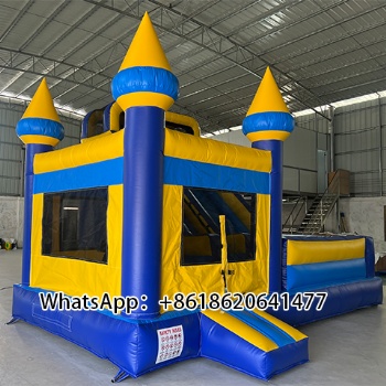 Modular Rainbow Inflatable Bouncy Castle with Slide and Custom Logo for Kids Parties