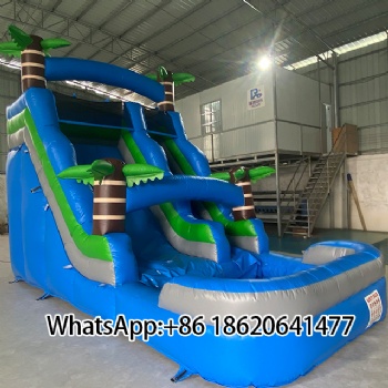 Inflatable Water Slide with Palm Tree Decor: Ideal for Outdoor Parties