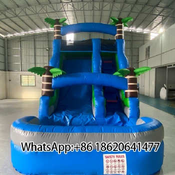 Inflatable Water Slide with Palm Tree Decor: Ideal for Outdoor Parties