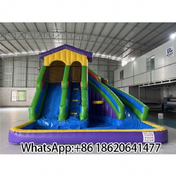 Colorful Inflatable Water Slide with Pool