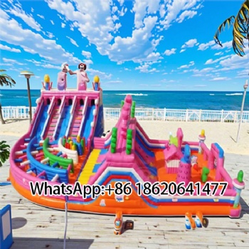 Pink Inflatable Playland: Multi - Slide Thrills, Castle Obstacles & Bouncy Animal Encounters!
