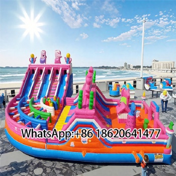 Pink Inflatable Playland: Multi - Slide Thrills, Castle Obstacles & Bouncy Animal Encounters!