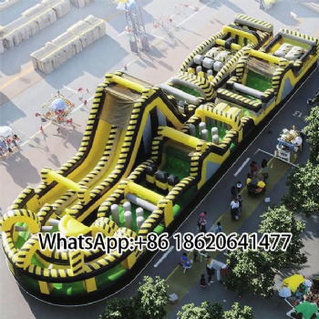 Inflatable Obstacle Course: Navigate Slides, Bounce Pads & Zigzag Challenges!