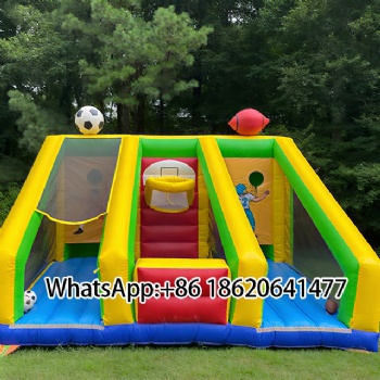 Multi-Sport Inflatable Playground:Soccer,Basketball&Football-Themed Fun for Outdoors Events