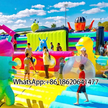 Outdoor Party Inflatable Playground - Massive Castle & Slide Setup