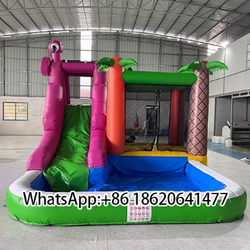 Inflatable Combo with Slide, Pool and Tropical - themed Decor