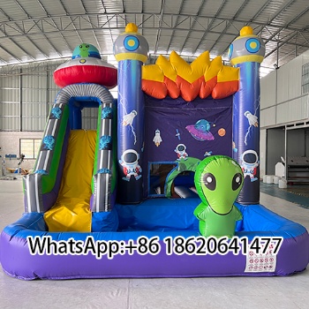 Space Adventure Inflatable Bouncer with Slide and Alien Character