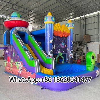 Space Adventure Inflatable Bouncer with Slide and Alien Character
