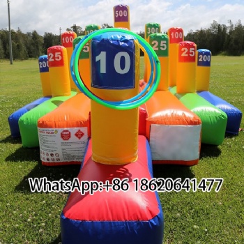 Backyard Infalatable Toss Game:Score-Marked Throwing Rings Fun
