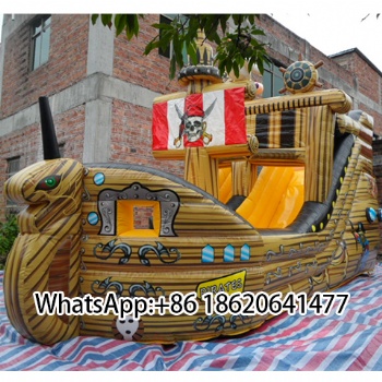 Pirate-Themed Inflatable Play Castle:Ship Design with Slide