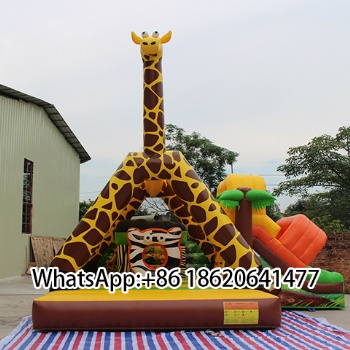 Colorful Giraffe Inflatable Bounce Castle,Great for Kid's Birthday Events