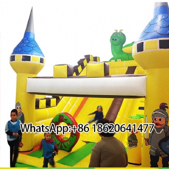 Medieval inflatable Castle Slide with Obstacles:Prossional Design for Adventure