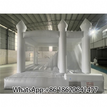 Elegant White Inflatable Bounce House with Slide – Perfect for Weddings & Luxury Events