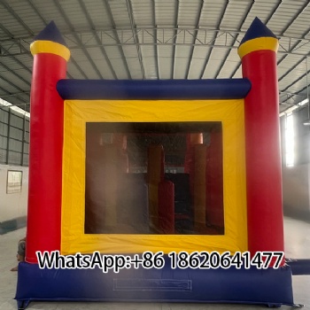 Vibrant Dual-Slide Inflatable Castle: Red-Yellow-Blue Color Pop for Kids' Fun